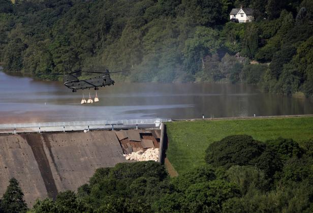 Emergency Services work to protect Whaley Bridge reservoir