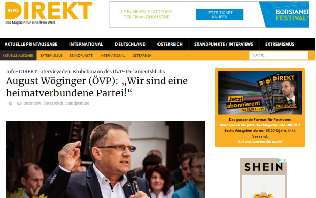 ÖVP-Wöginger sprach mit Rechtsaußen-Magazin "Info direkt"