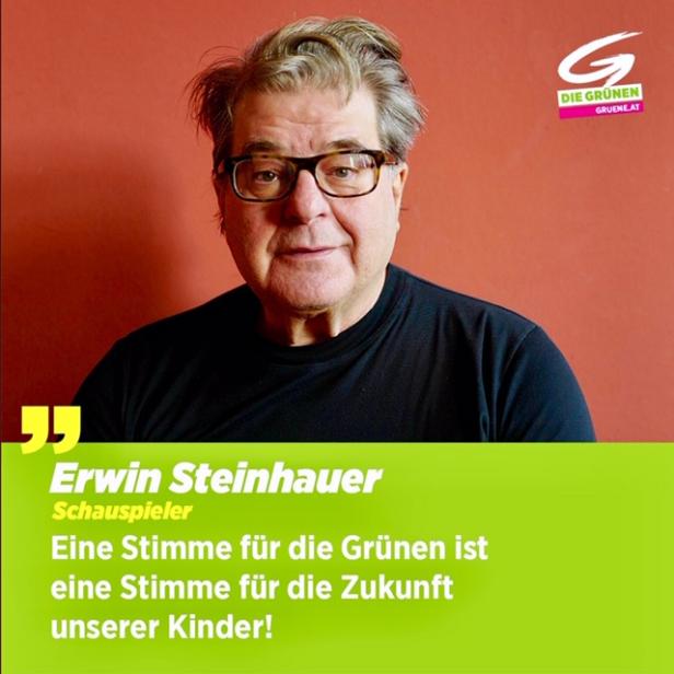 Erwin Steinhauer wirbt für die Grünen