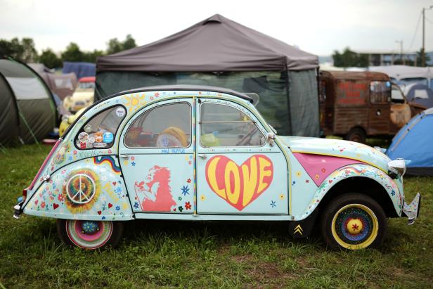 A customised Citroen 2CV is seen during the event devoted to Citroen's iconic 2CV car that coincides this year with the French car maker's 100th birthday in Samobor