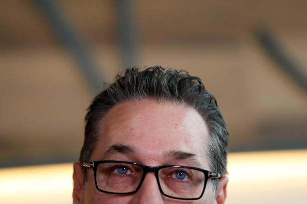 Former head of Freedom Party (FPOe) Heinz-Christian Strache addresses a news conference in Vienna