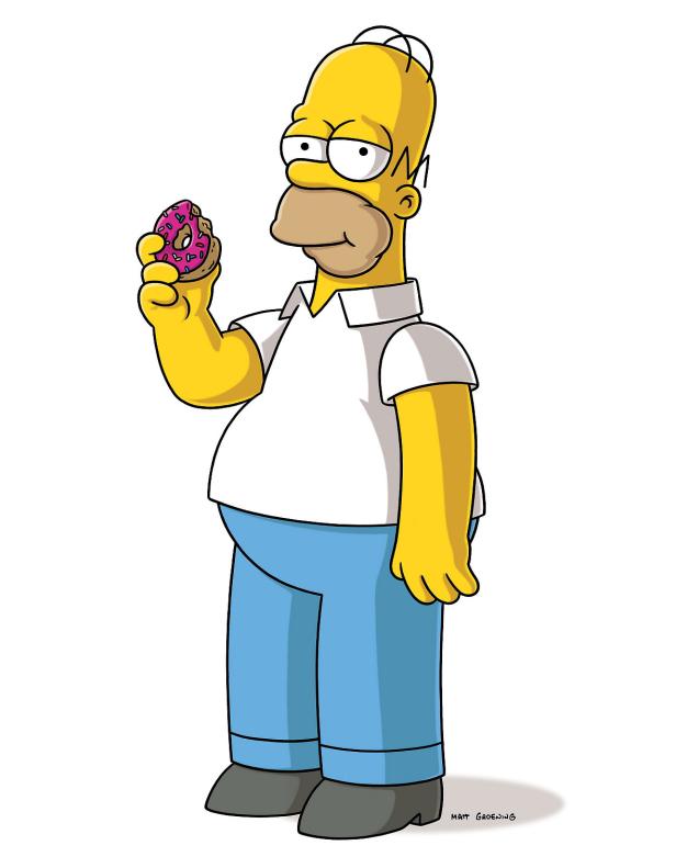 Homer Simpson hält einen rosa Donut in der Hand.