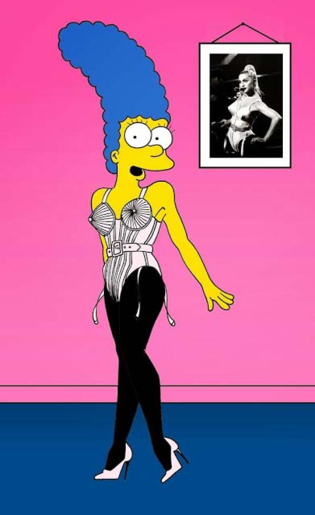 Marge Simpson als Model und Stil-Ikone