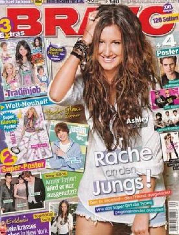 Das Cover der Zeitschrift Bravo mit Ashley Tisdale und Schlagzeilen zu Justin Bieber und „New Moon“.