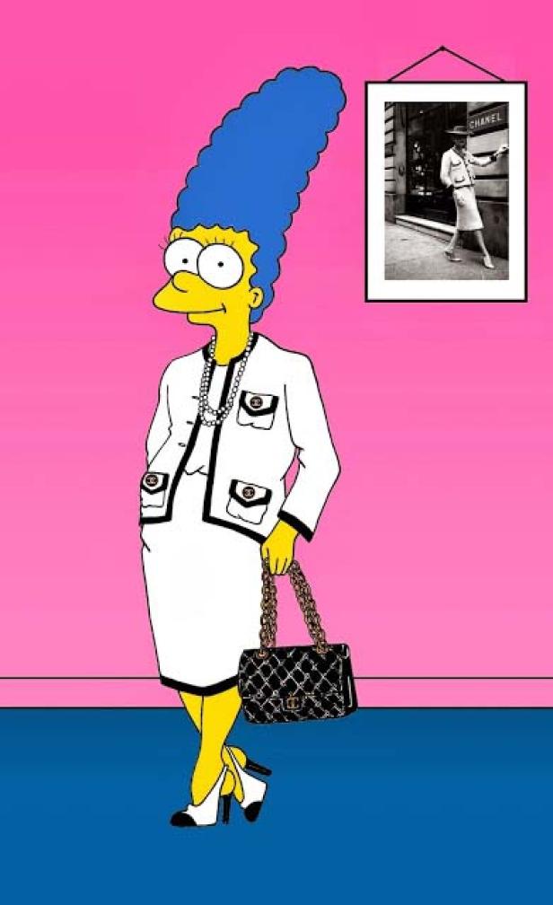 Marge Simpson als Model und Stil-Ikone