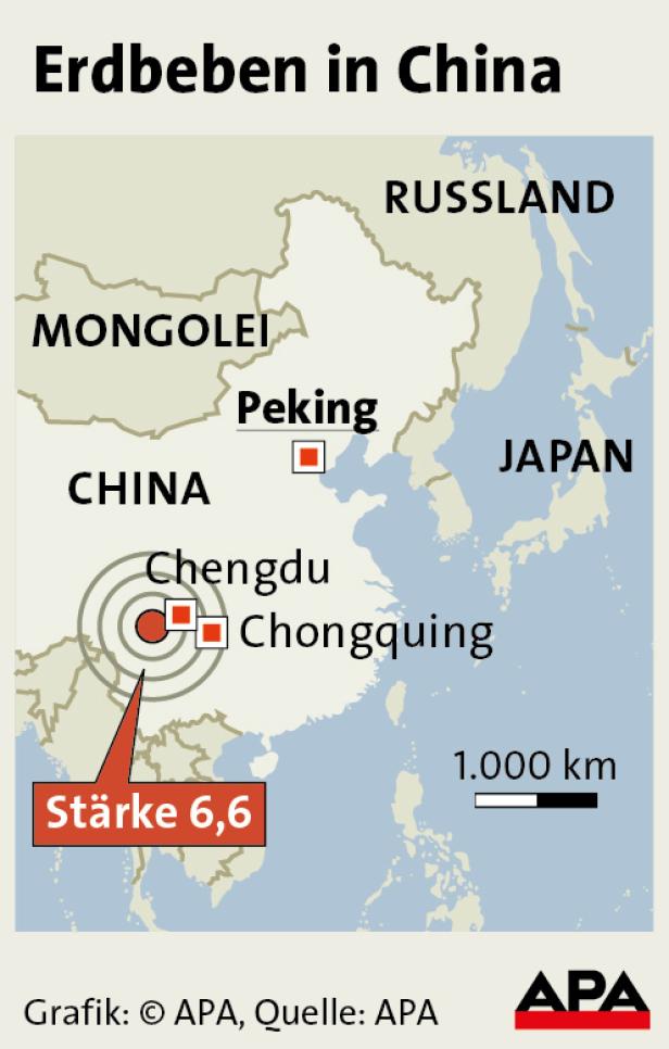 China: Erdbeben der Stärke 6,6