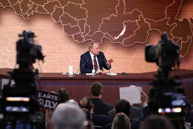 Russian President Vladimir Putin's annual end-of-year news conference in Moscow