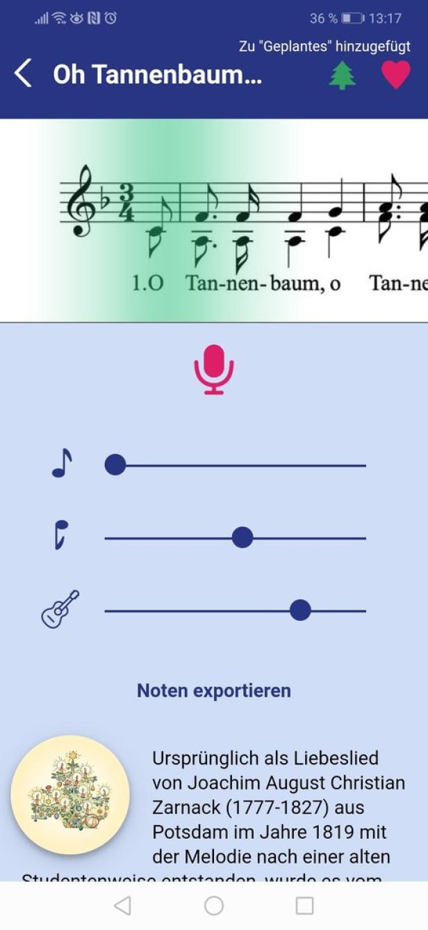 Weihnachtslieder-App: Singen üben und Grüße verschicken