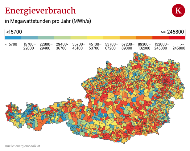 So viel Energie verbrauchen Österreichs Gemeinden