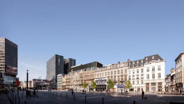 Vorne Geschichte, dahinter die Zukunft: Henning Larsens Konzept für Brüssels Place de Brouckére. S_View_A_plaza-1200px-1024x576
