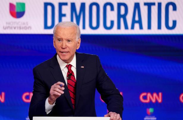 Democratic U.S. presidential candidate and former Vice President Joe Biden speaks at the 11th Democratic candidates debate of the 2020 U.S. presidential campaign in Washington