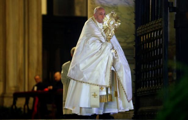 Pope Francis delivers an extraordinary blessing during the outbreak of coronavirus disease (COVID-19), at the Vatican