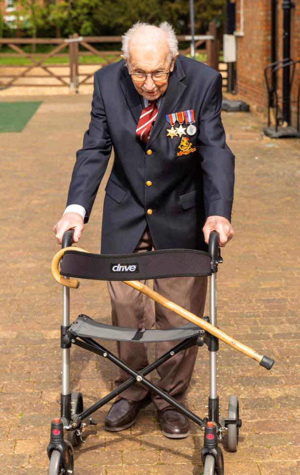 Retired British Army Captain Moore walks to raise money for health workers
