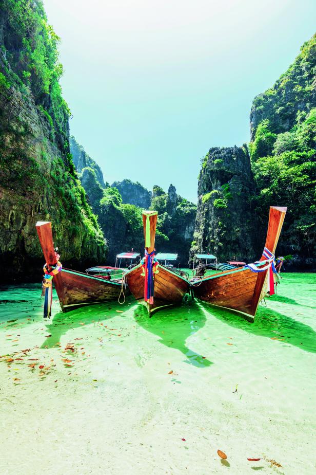 Many longtail boats in Thailand, Phi Phi Island