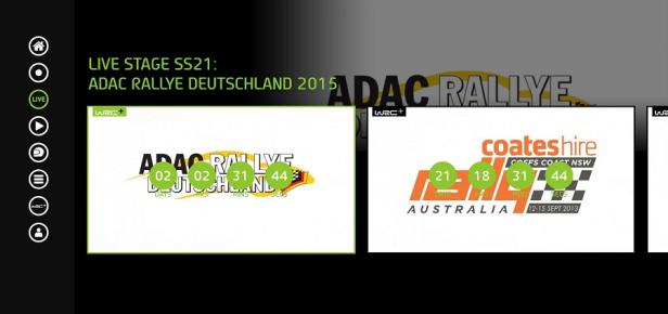 Laola1 - WRC Rallye Smart TV App - Bild 1 Logos der ADAC Rallye Deutschland 2015 und der Rallye Australien mit Sponsoren.
