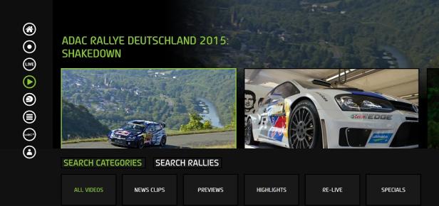 Laola1 - WRC Rallye Smart TV App - Bild 3 Ein Rallye-Auto während der ADAC Rallye Deutschland 2015.
