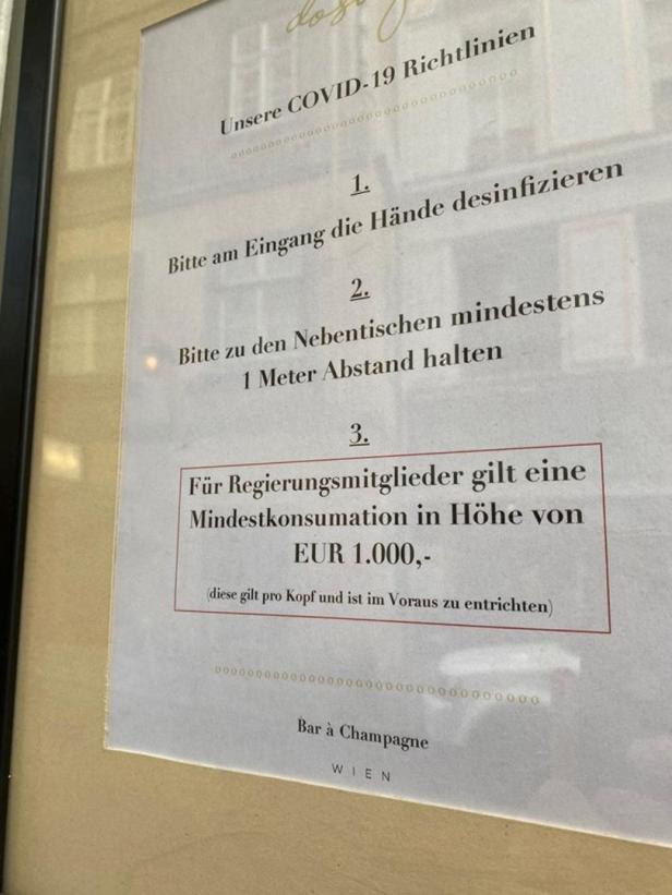 Wiener Szenewirt verlangt Mindestkonsumation von Regierungsmitgliedern