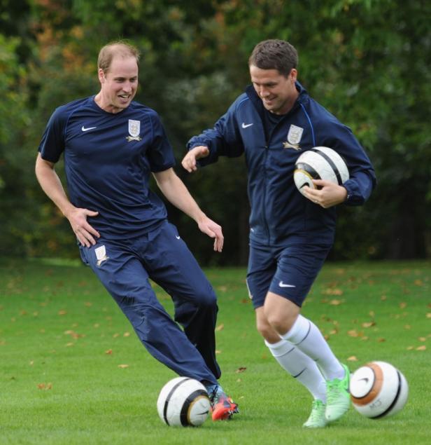 Britain's Prince William trains with former Englan