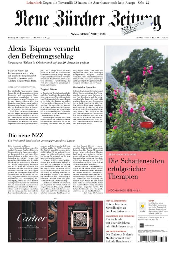 Neue Zürcher Zeitung modernisiert Tradition