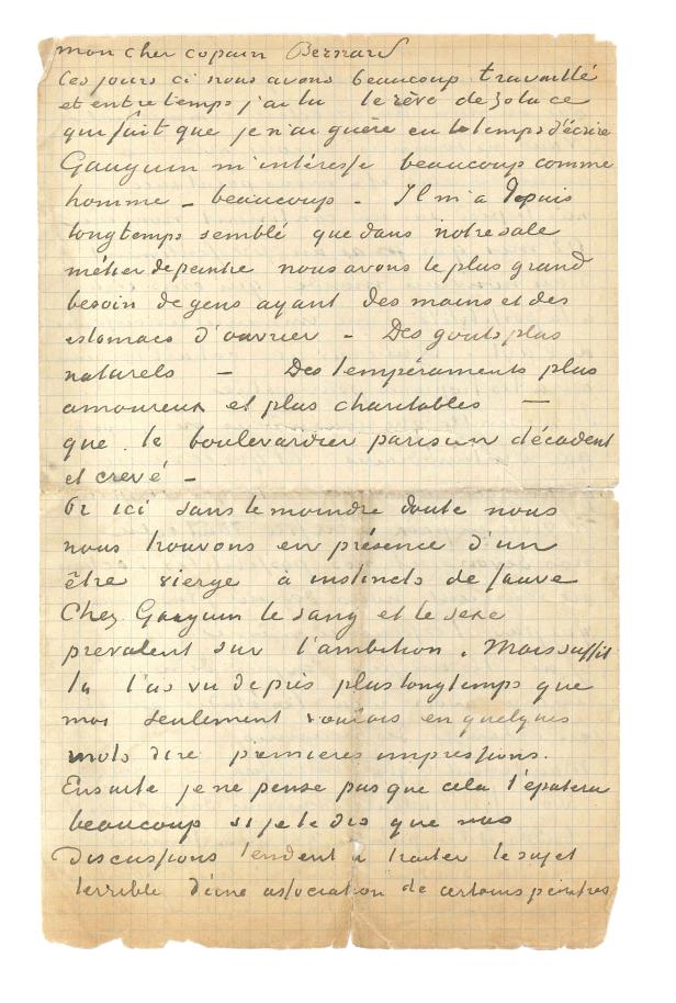 A letter by Vincent Van Gogh and Paul Gauguin on auction in Paris