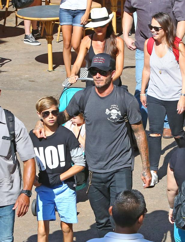 David Beckham mit Familie unterwegs.