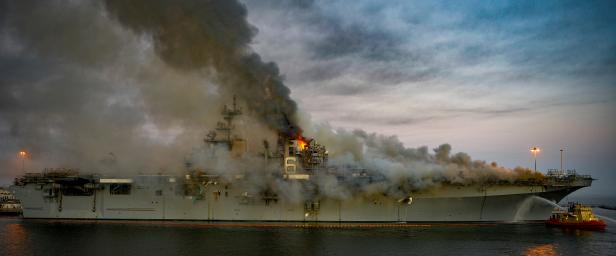 Fire aboard the U.S. Navy amphibious assault ship USS Bonhomme Richard in San Diego