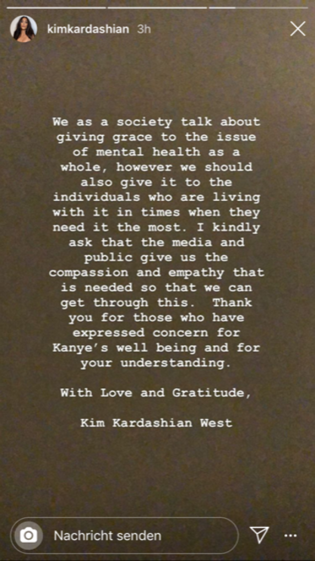 Kim Kardashian bittet auf Instagram um Mitgefühl für Kanye West