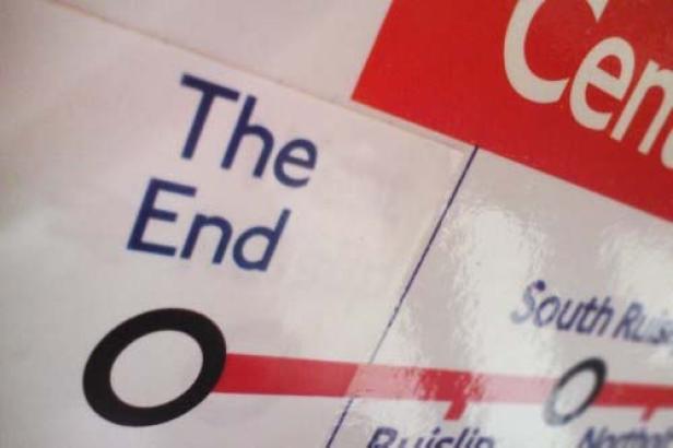 Der Schriftzug „The End“ auf einer Londoner U-Bahn-Karte.