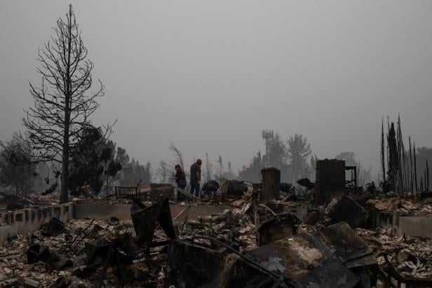 Couple arrive to find their home gutted by the Almeda fire in Talent, Oregon