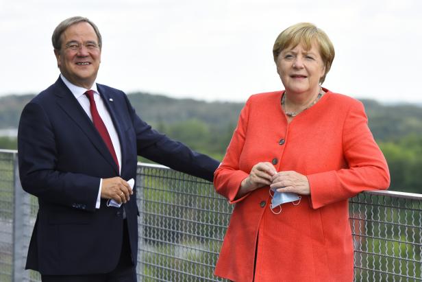 Chancellor Merkel visits North Rhine-Westphalian Zeche Zollverein UNESCO world heritage site in Essen