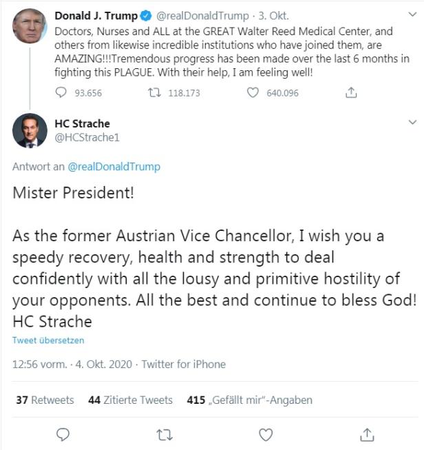 Holpriges Englisch: Strache-Tweet an Trump sorgt für Spott