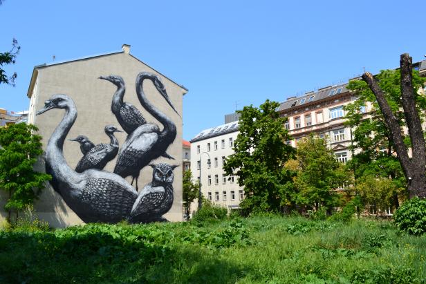 Ganz legal: Graffiti-Künstler am Werk