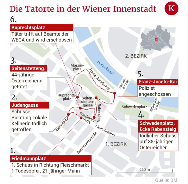 Diese Route nahm der Attentäter von Wien