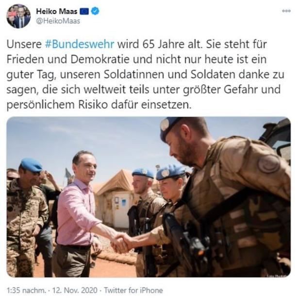 Fotopanne zum deutschen Bundeswehr-Jubiläum: Maas gratuliert Belgier