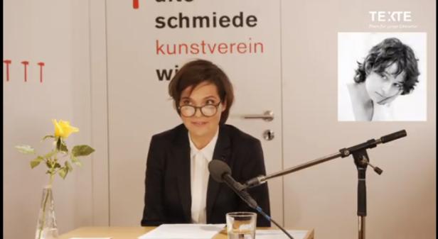 Alexandra Henkel liest aus Sarah Bahmous (kl.Foto rechts oben) "Die Person gegenüber/Wien, 2. November 2020