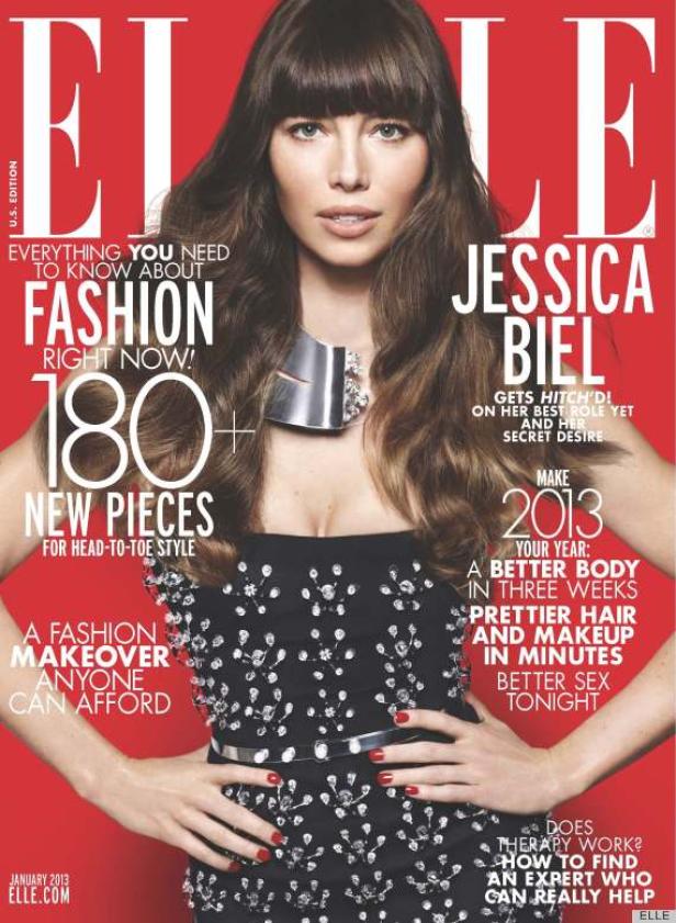 Das Cover der Januar 2013 Ausgabe der „Elle“ mit Jessica Biel.