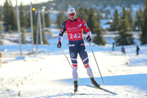 FILE PHOTO: Norwegian skier Petter Northug is seen in action during a Norwegian Cup cross-country skiing competition, in Gaalaa