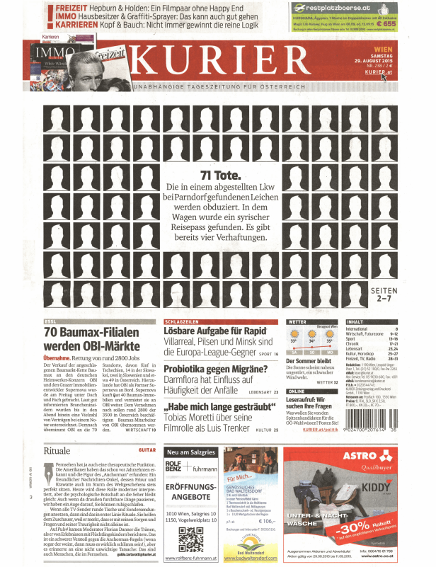 Titelseiten vom 29.08.2015