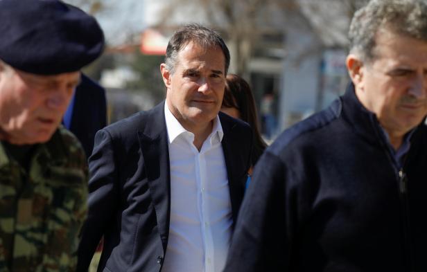Fabrice Leggeri, Frontex executive director is pictured near the Greek-Turkish border in Orestiada