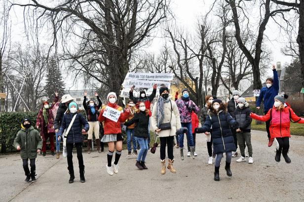 Schüler, Eltern und 100 Bäume demonstrieren für mehr Klimaschutz