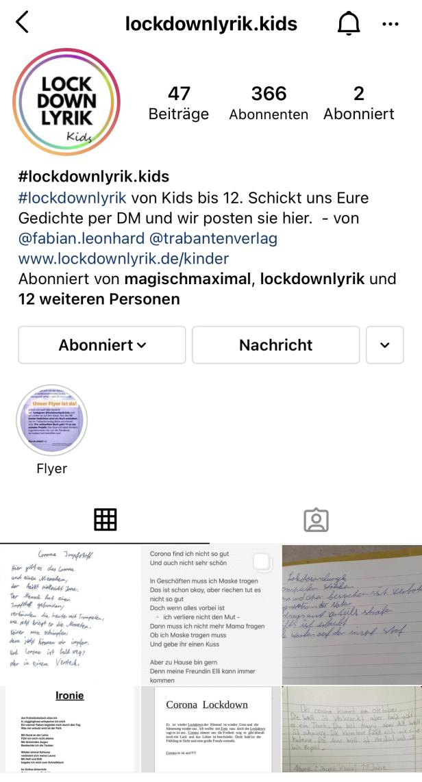 Instagramaccount von @lockdownlyrik 