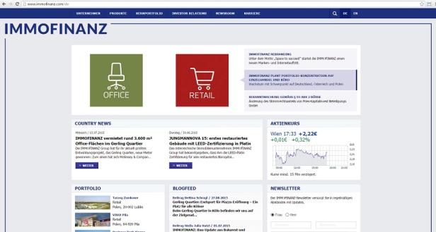 Immofinanz - Screenshot Immofinanz.at Immofinanz entwickelt Kommunikationsauftritt