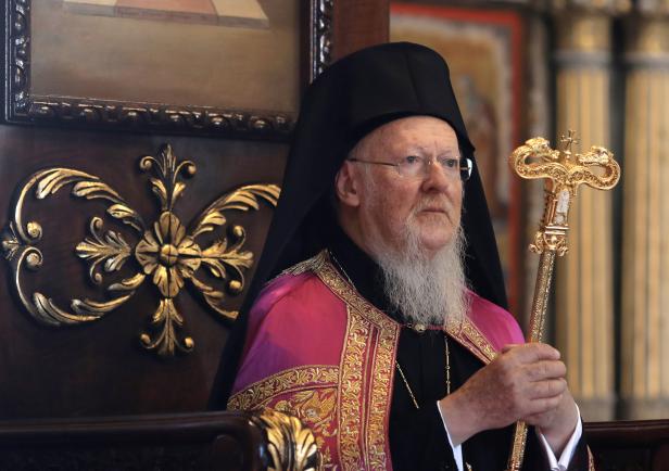 Ecumenical Patriarch Bartholomew I leads a mass at the Hagios Georgios Greek Orthodox Church in Istanbul