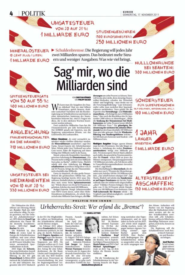 Preise für Zeitungsdesign des KURIER