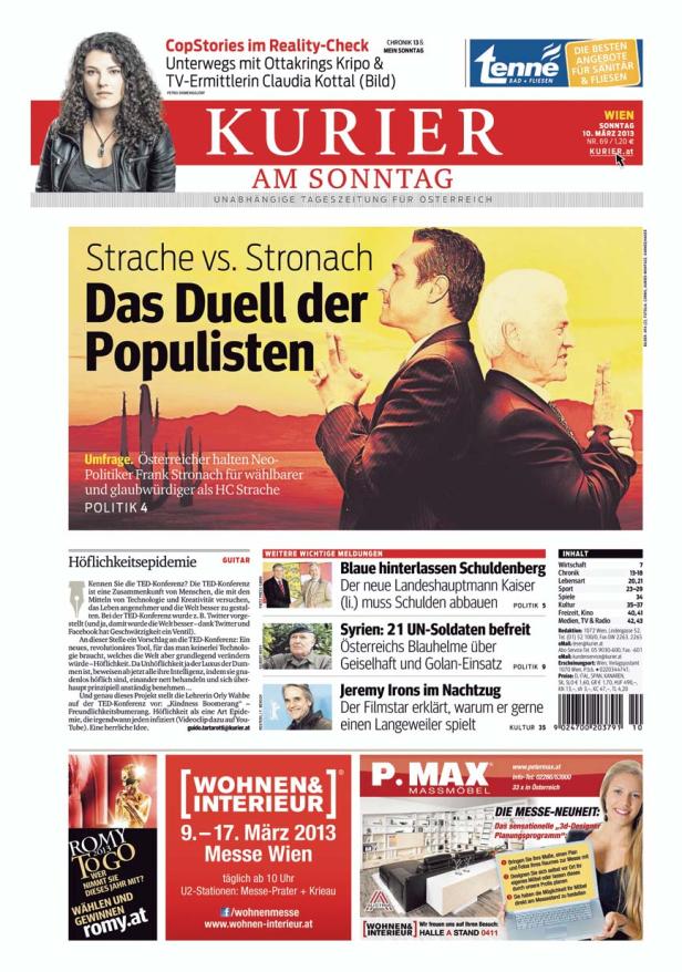 Preise für Zeitungsdesign des KURIER