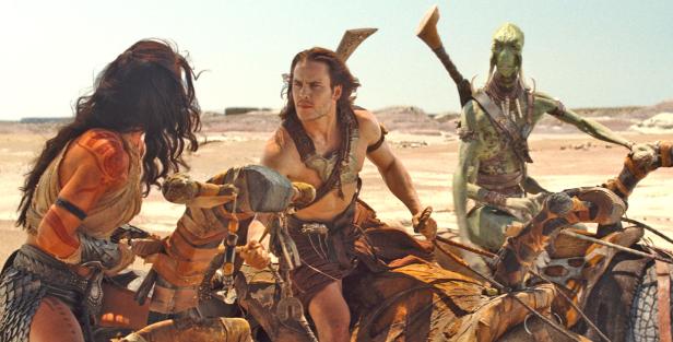 Szene mit Taylor Kitsch, Lynn Collins und Willem Dafoe aus dem Film „John Carter – Zwischen zwei Welten“.
