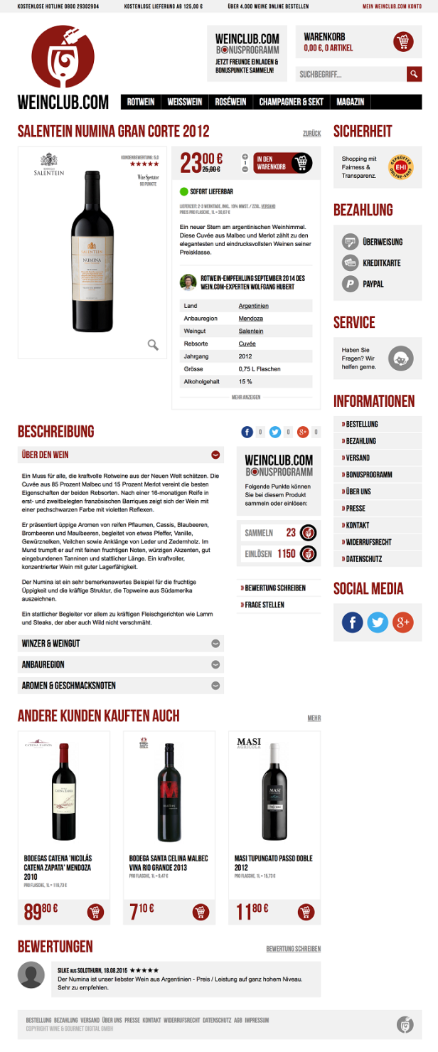 Weinclub.com Produktseite Ringier wagt Wein-Investment