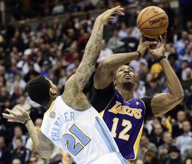 Los Angeles Lakers' Howard looses control of ball