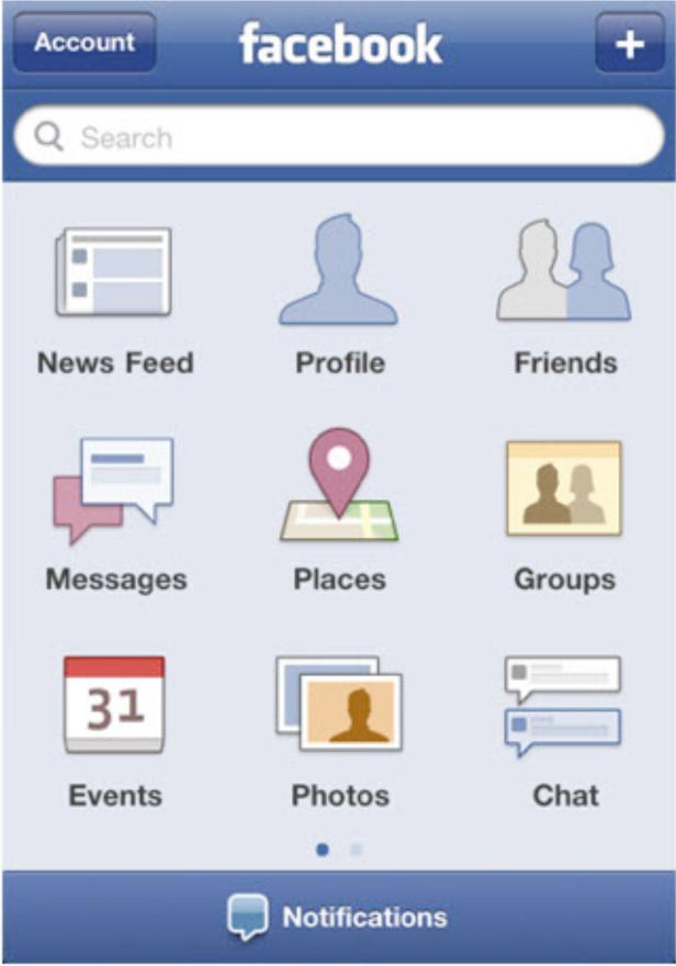 Ein Screenshot der Facebook-App-Oberfläche auf einem iPhone.