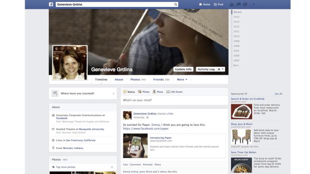 Ein Facebook-Profil von Genevieve Grdina mit ihrem Profil- und Titelbild.